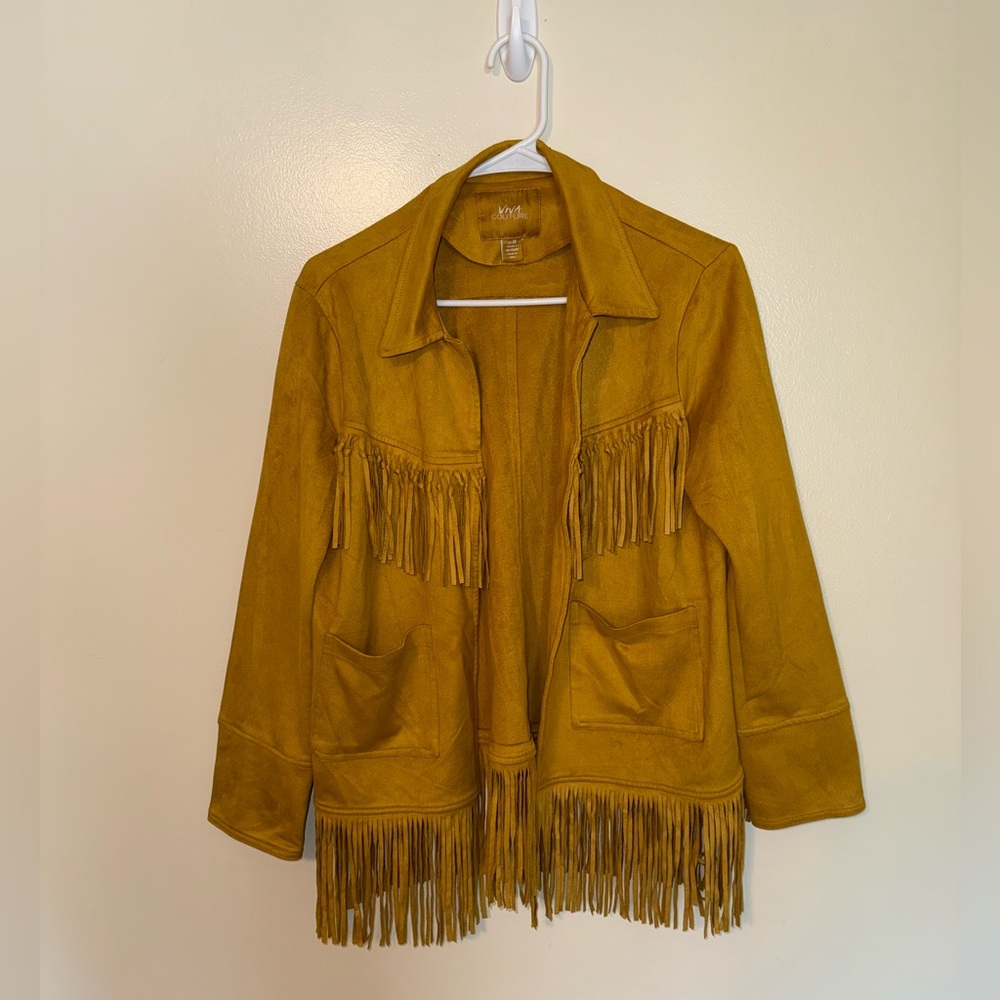 Vivacouture Yellow Teddy Jacket with Fringe